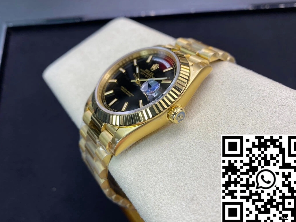 Gold Rolex Date Black Dial Day EW Yellow 40MM Factory 0422